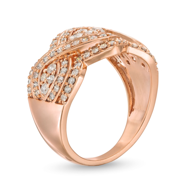 Main Image 3 of 1 CT. T.W. Quad Diamond Edge Infinity Braid Ring in 10K Rose Gold
