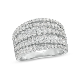 2 CT. T.W. Diamond Layered Overlay Multi-Row Band in 10K White Gold