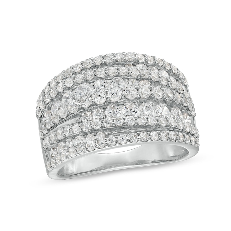 Main Image 1 of 2 CT. T.W. Diamond Layered Overlay Multi-Row Band in 10K White Gold