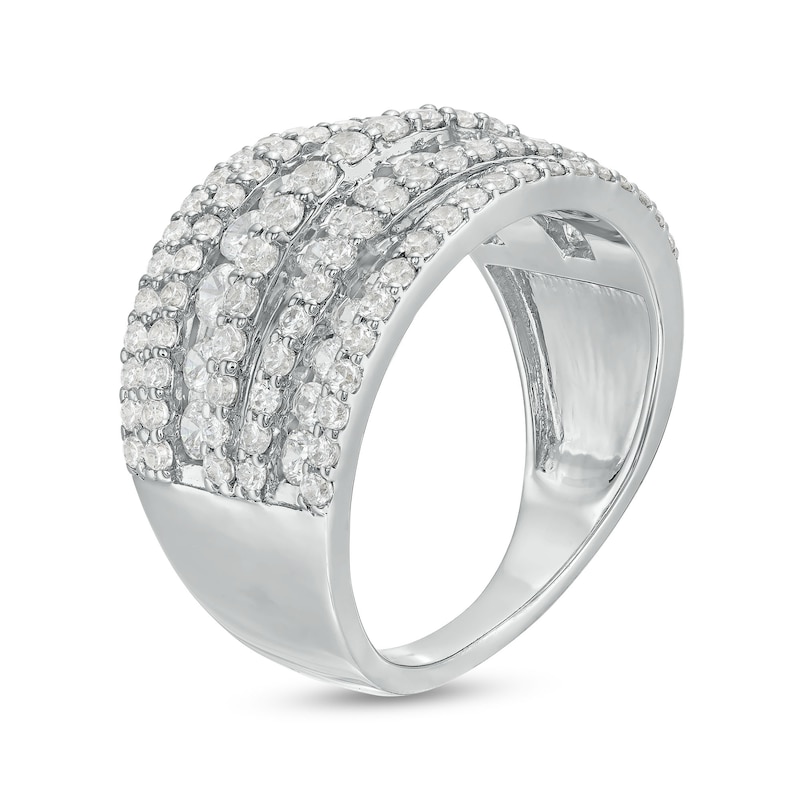 Main Image 3 of 2 CT. T.W. Diamond Layered Overlay Multi-Row Band in 10K White Gold