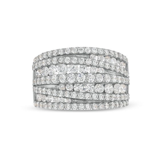2 CT. T.w. Diamond Layered Overlay Multi-Row Band in 10K White Gold