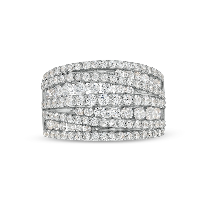 Main Image 4 of 2 CT. T.W. Diamond Layered Overlay Multi-Row Band in 10K White Gold