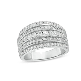 1 CT. T.W. Diamond Multi-Row Stack Band in 10K White Gold