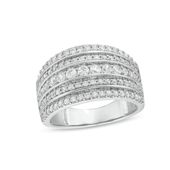 1 CT. T.w. Diamond Multi-Row Stack Band in 10K White Gold