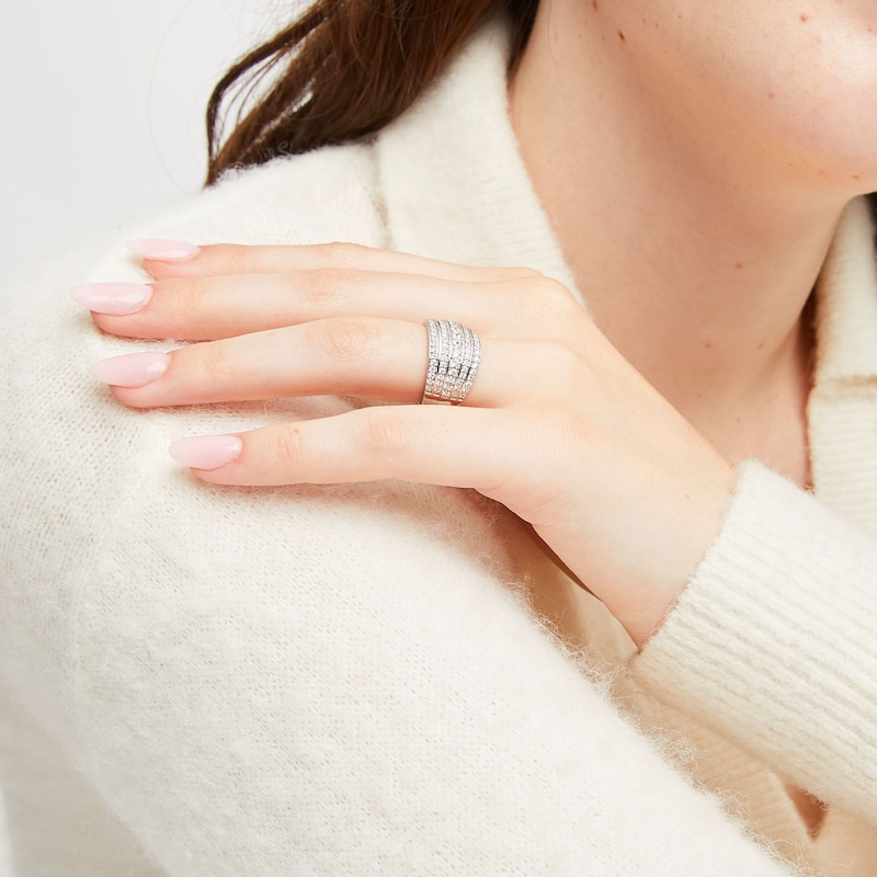 Main Image 2 of 1 CT. T.W. Diamond Multi-Row Stack Band in 10K White Gold