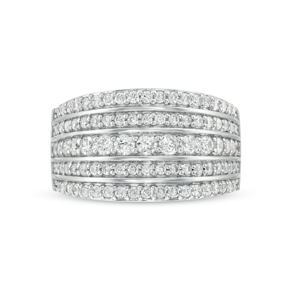 1 CT. T.w. Diamond Multi-Row Stack Band in 10K White Gold