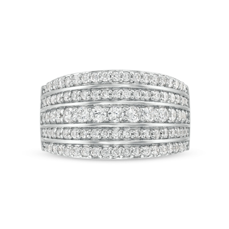 Main Image 4 of 1 CT. T.W. Diamond Multi-Row Stack Band in 10K White Gold