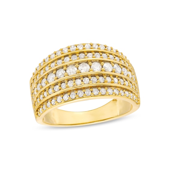 1 CT. T.w. Diamond Multi-Row Stack Band in 10K Gold