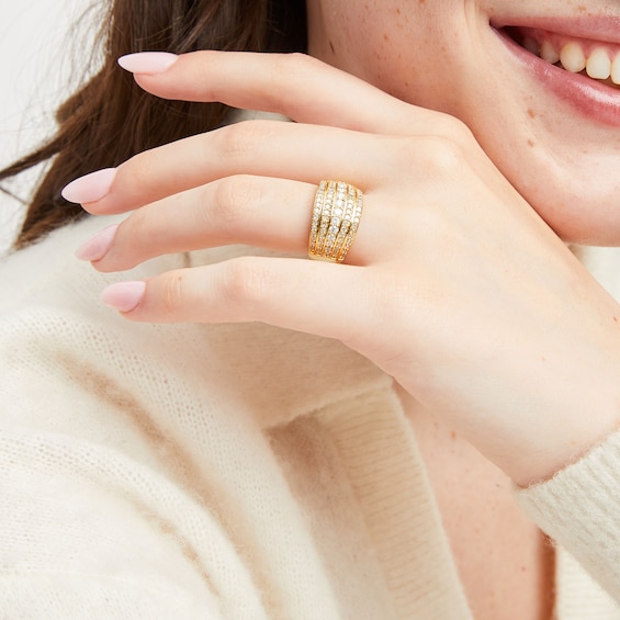 1 CT. T.w. Diamond Multi-Row Stack Band in 10K Gold