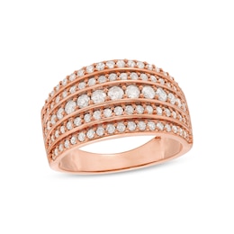 1 CT. T.W. Diamond Multi-Row Stack Band in 10K Rose Gold