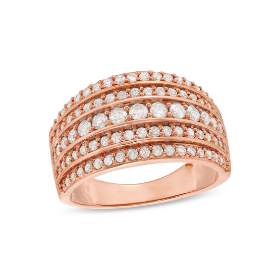 1 CT. T.w. Diamond Multi-Row Stack Band in 10K Rose Gold