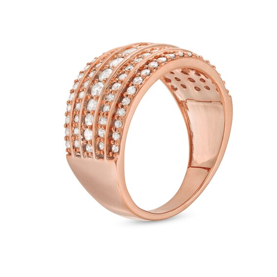 1 CT. T.w. Diamond Multi-Row Stack Band in 10K Rose Gold