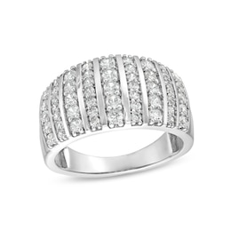 1 CT. T.W. Diamond Linear Multi-Row Band in 10K White Gold