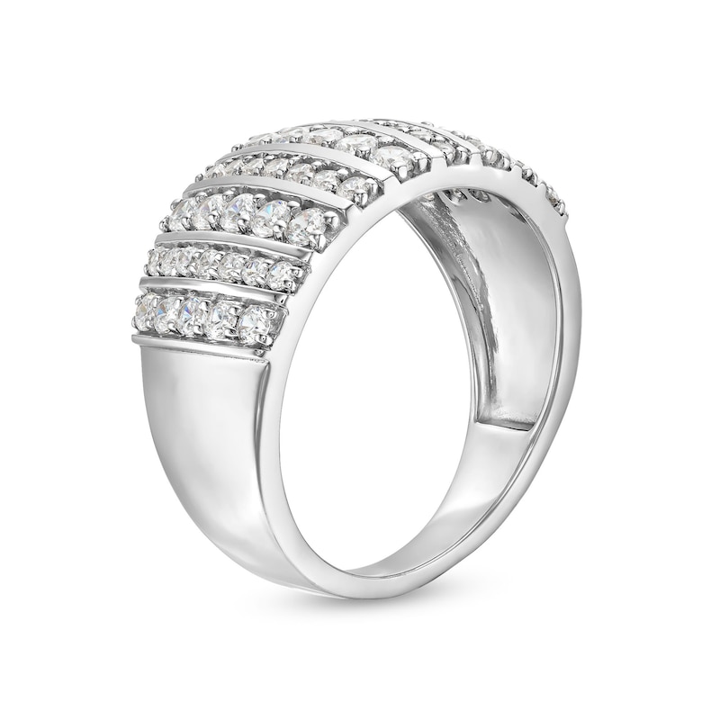 Main Image 3 of 1 CT. T.W. Diamond Linear Multi-Row Band in 10K White Gold