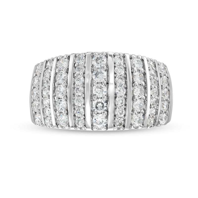 Main Image 4 of 1 CT. T.W. Diamond Linear Multi-Row Band in 10K White Gold