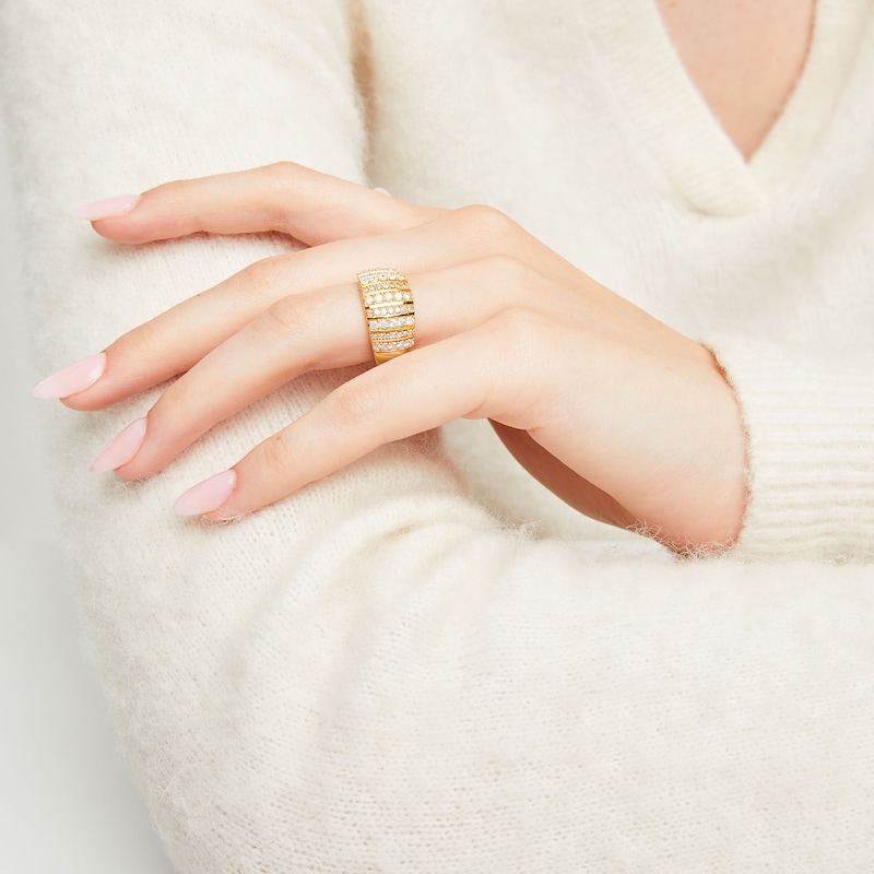 Main Image 2 of 1 CT. T.W. Diamond Linear Multi-Row Band in 10K Gold