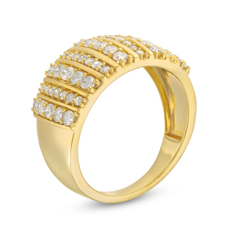 Main Image 3 of 1 CT. T.W. Diamond Linear Multi-Row Band in 10K Gold