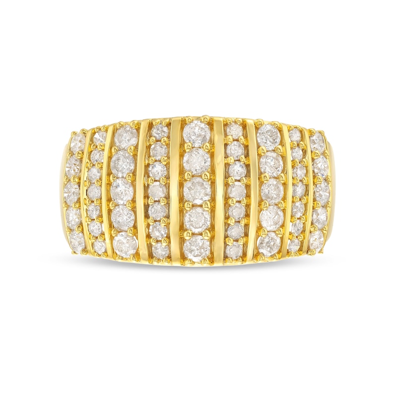 Main Image 4 of 1 CT. T.W. Diamond Linear Multi-Row Band in 10K Gold