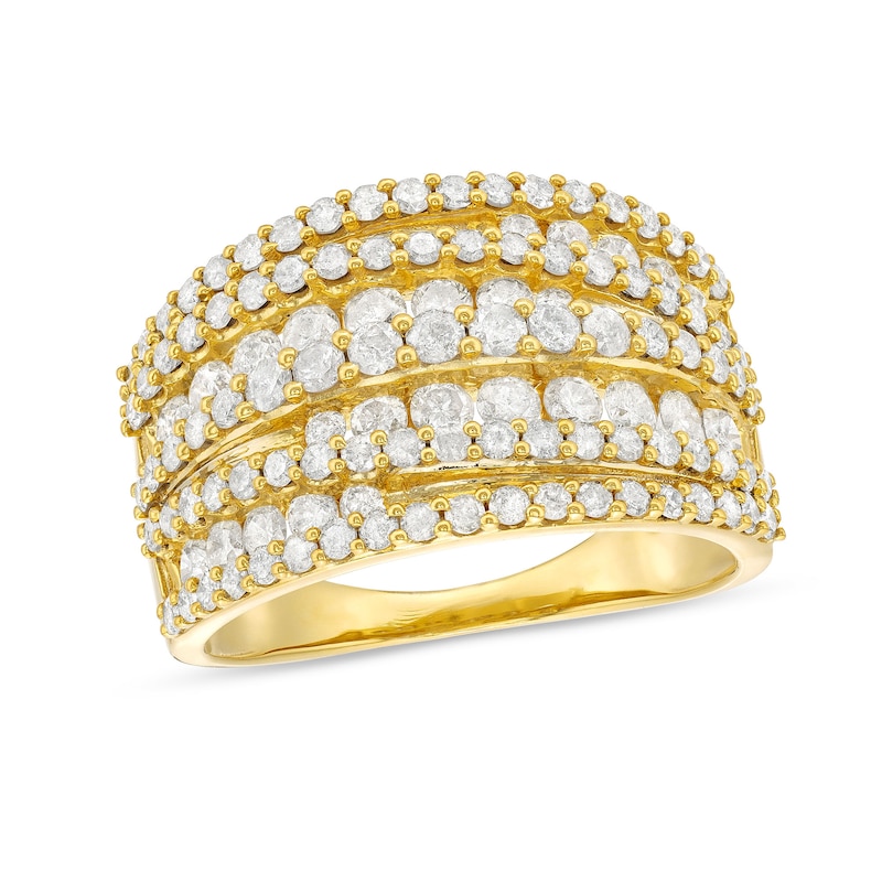 Main Image 1 of 2 CT. T.W. Diamond Layered Overlay Multi-Row Band in 10K Gold