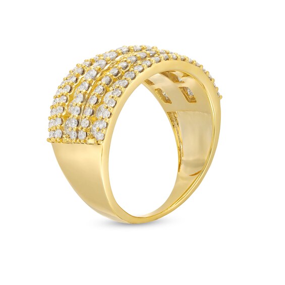 2 CT. T.w. Diamond Layered Overlay Multi-Row Band in 10K Gold