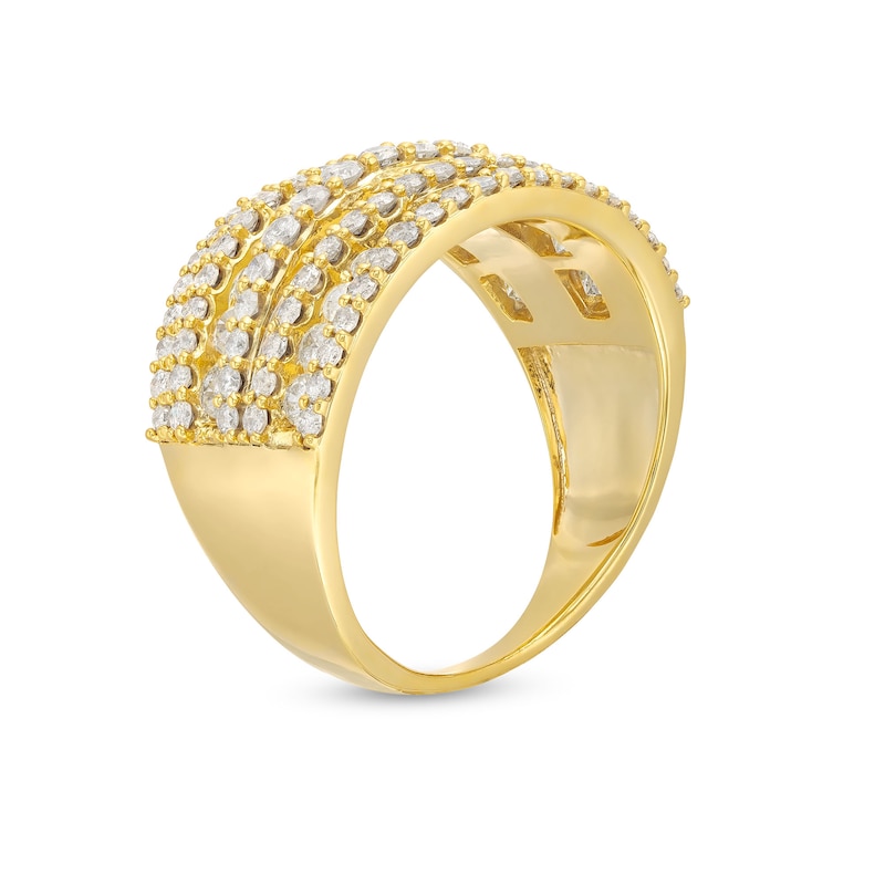 Main Image 3 of 2 CT. T.W. Diamond Layered Overlay Multi-Row Band in 10K Gold