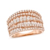 Thumbnail Image 1 of 2 CT. T.W. Diamond Layered Overlay Multi-Row Band in 10K Rose Gold