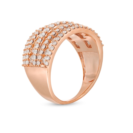 2 CT. T.w. Diamond Layered Overlay Multi-Row Band in 10K Rose Gold