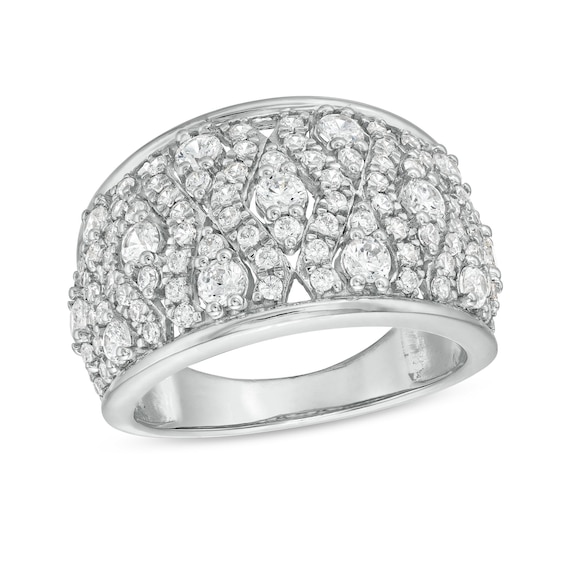 1-1/2 CT. T.w. Diamond Geometric Pattern Wide Band in 10K White Gold