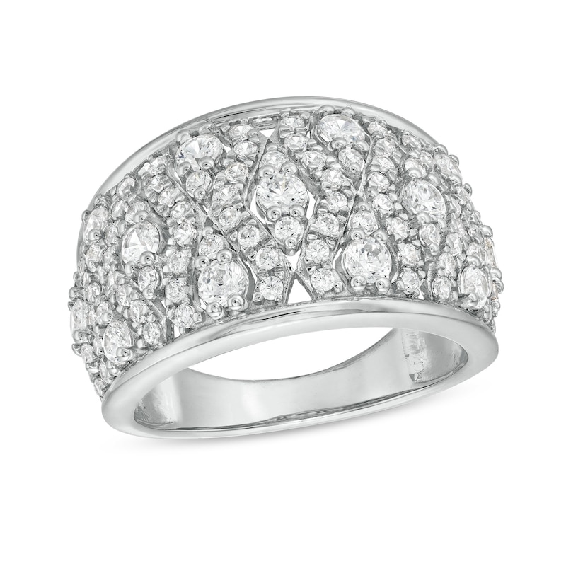 Main Image 1 of 1-1/2 CT. T.W. Diamond Geometric Pattern Wide Band in 10K White Gold