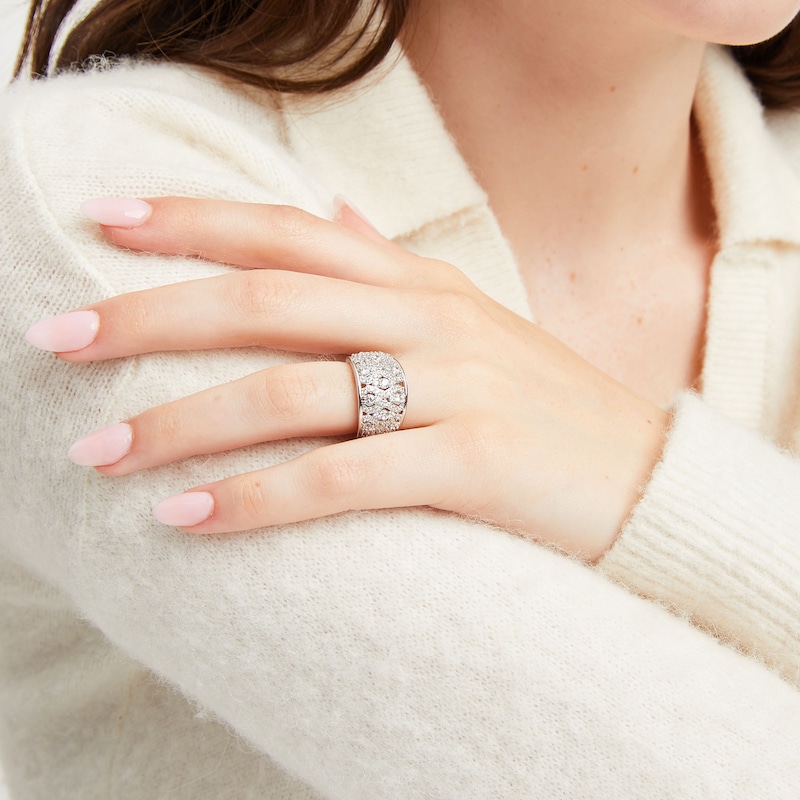 Main Image 2 of 1-1/2 CT. T.W. Diamond Geometric Pattern Wide Band in 10K White Gold