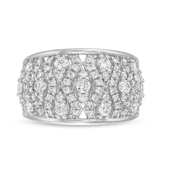 1-1/2 CT. T.w. Diamond Geometric Pattern Wide Band in 10K White Gold