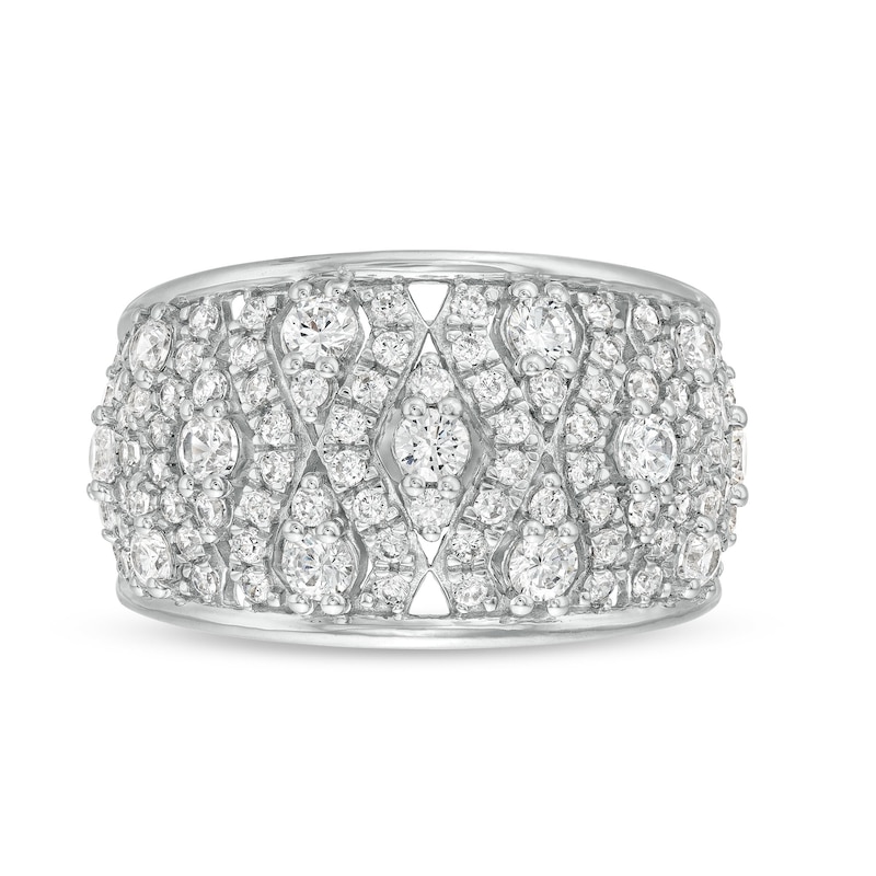 Main Image 4 of 1-1/2 CT. T.W. Diamond Geometric Pattern Wide Band in 10K White Gold