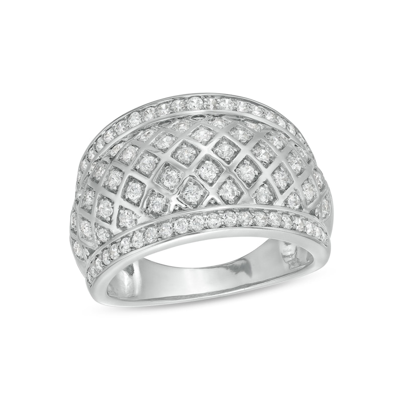Main Image 1 of 3/4 CT. T.W. Diamond Edge Wide Lattice Band in 10K White Gold