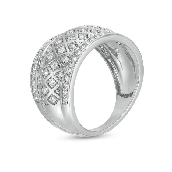 3/4 CT. T.w. Diamond Edge Wide Lattice Band in 10K White Gold