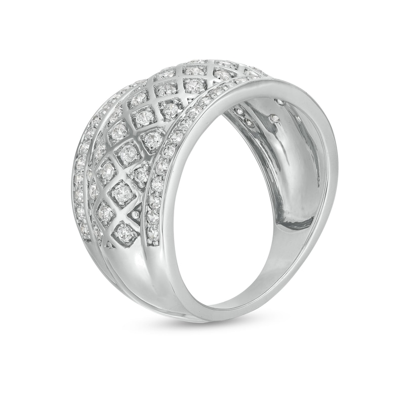 Main Image 3 of 3/4 CT. T.W. Diamond Edge Wide Lattice Band in 10K White Gold