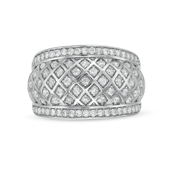 3/4 CT. T.w. Diamond Edge Wide Lattice Band in 10K White Gold