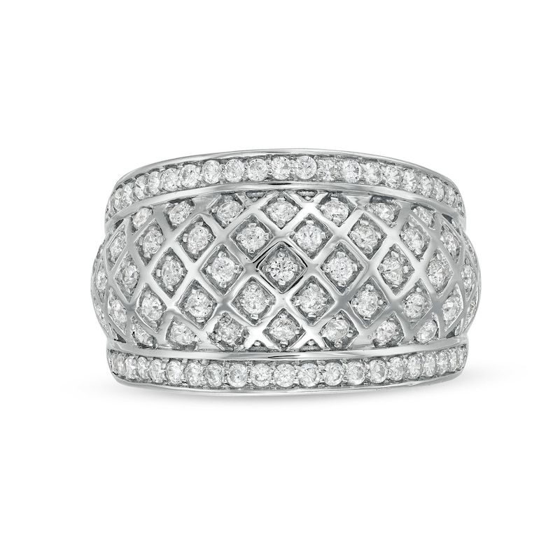 Main Image 4 of 3/4 CT. T.W. Diamond Edge Wide Lattice Band in 10K White Gold