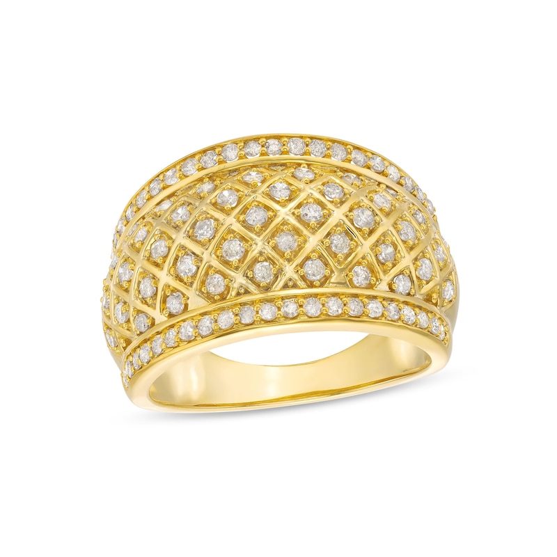Main Image 1 of 3/4 CT. T.W. Diamond Edge Wide Lattice Band in 10K Gold