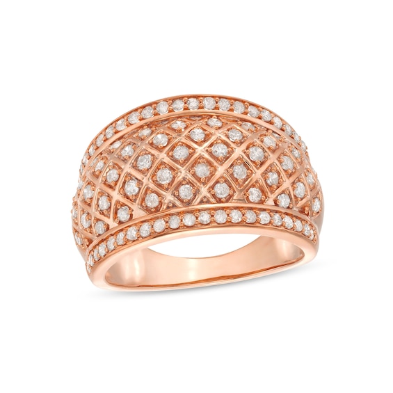 3/4 CT. T.w. Diamond Edge Wide Lattice Band in 10K Rose Gold