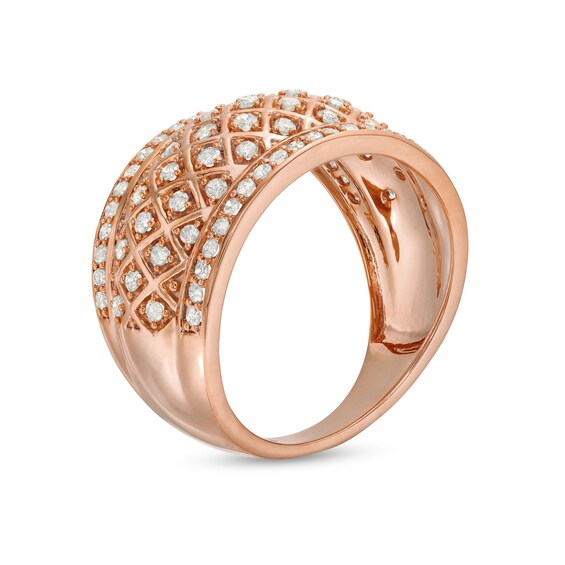 3/4 CT. T.w. Diamond Edge Wide Lattice Band in 10K Rose Gold