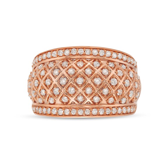 3/4 CT. T.w. Diamond Edge Wide Lattice Band in 10K Rose Gold