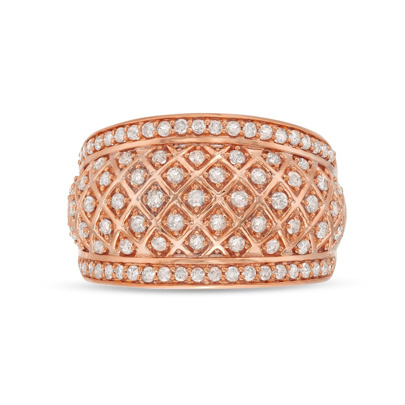 Main Image 4 of 3/4 CT. T.W. Diamond Edge Wide Lattice Band in 10K Rose Gold