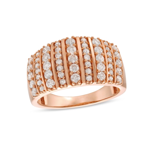 1 CT. T.w. Diamond Linear Multi-Row Band in 10K Rose Gold