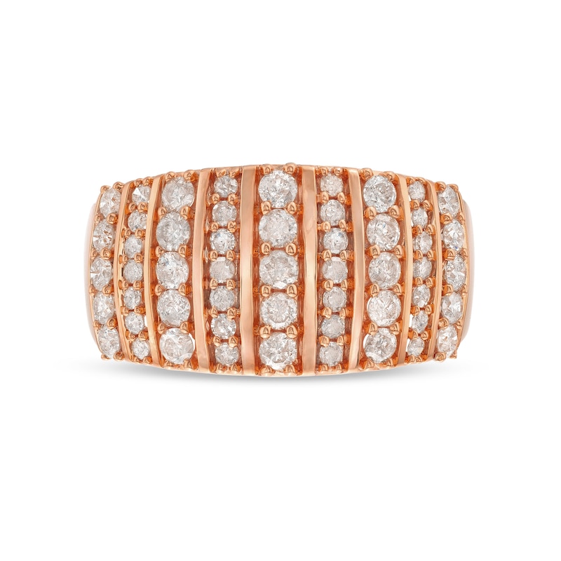 Main Image 4 of 1 CT. T.W. Diamond Linear Multi-Row Band in 10K Rose Gold