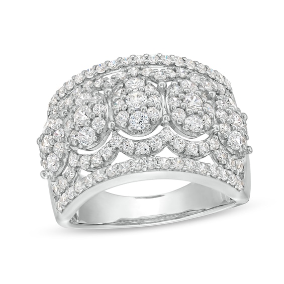 1-1/2 CT. T.w. Oval Multi-Diamond Edge Wide Band in 10K White Gold