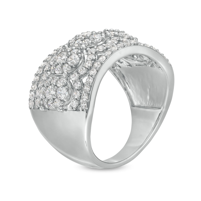 Main Image 3 of 1-1/2 CT. T.W. Oval Multi-Diamond Edge Wide Band in 10K White Gold