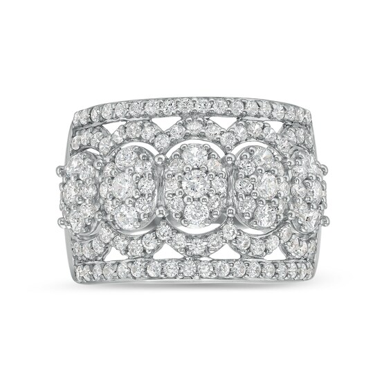 1-1/2 CT. T.w. Oval Multi-Diamond Edge Wide Band in 10K White Gold