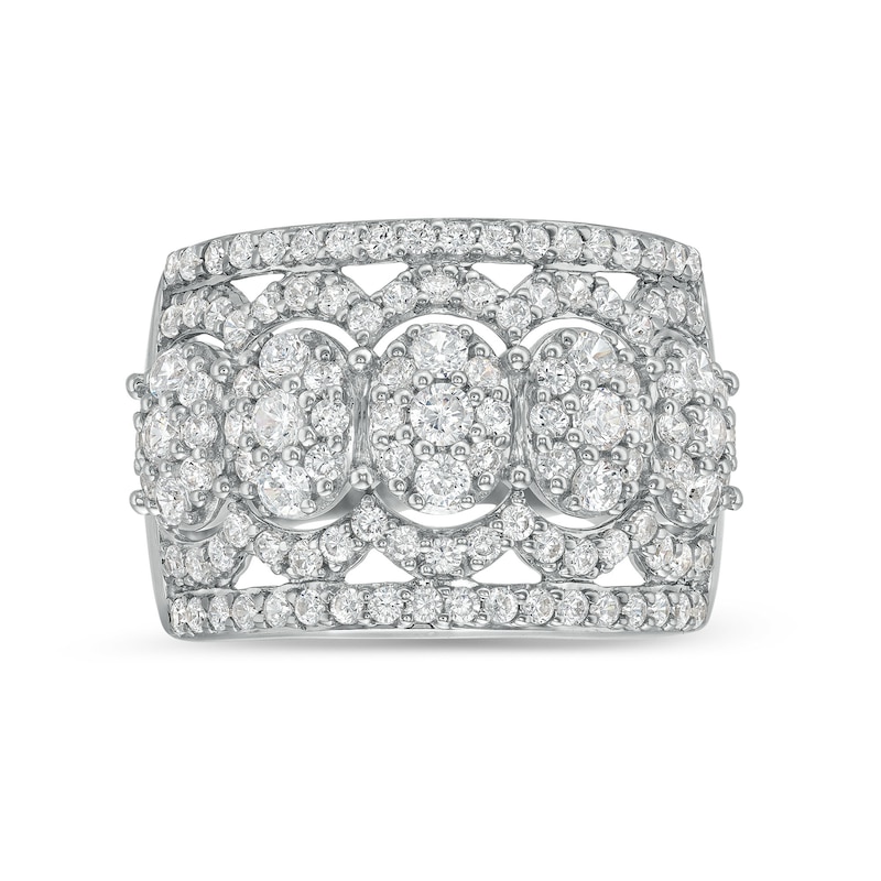 Main Image 4 of 1-1/2 CT. T.W. Oval Multi-Diamond Edge Wide Band in 10K White Gold