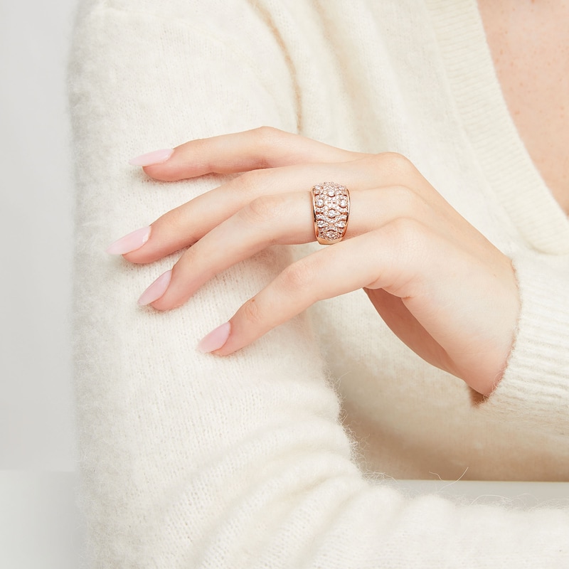 Main Image 2 of 1-1/2 CT. T.W. Diamond Geometric Pattern Wide Band in 10K Rose Gold