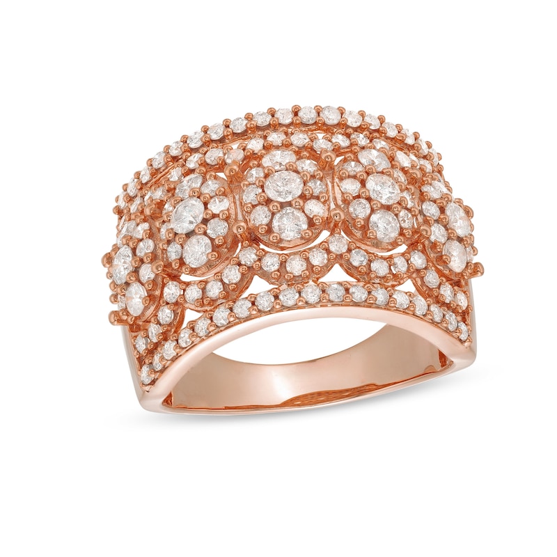 Main Image 1 of 1-1/2 CT. T.W. Oval Multi-Diamond Edge Wide Band in 10K Rose Gold